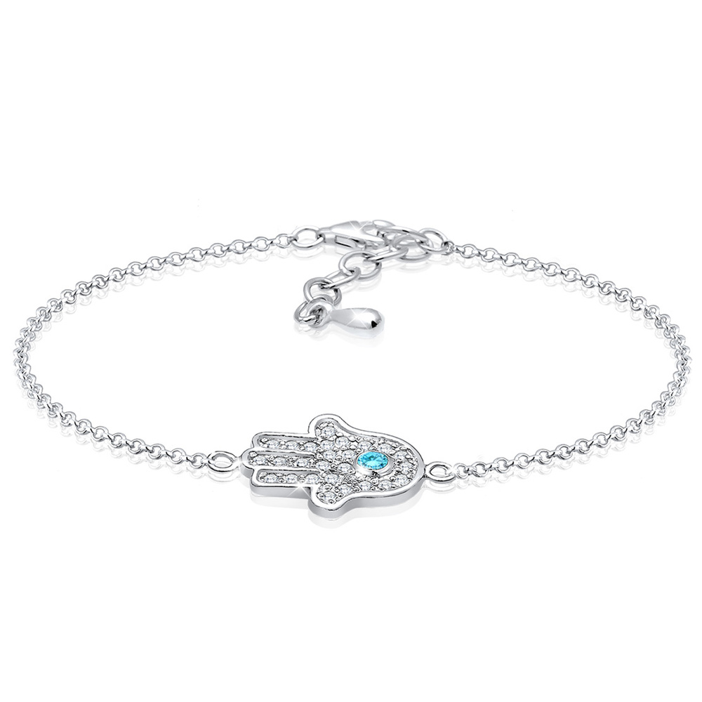 Elli Elli Bracelet Femmes Hamsa main avec zircon en argent sterling 925 Bracelet