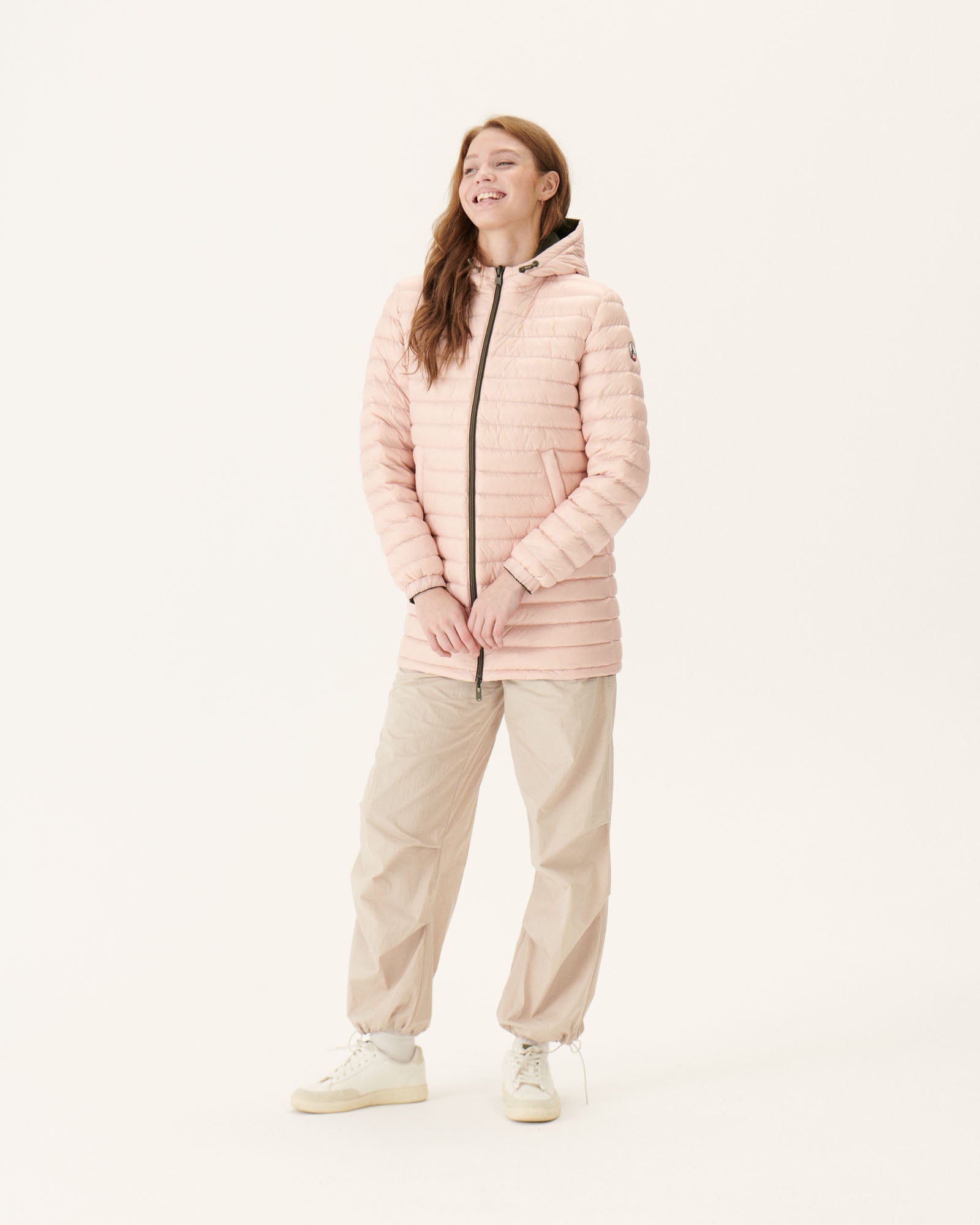 Doudoune longue réversible Army/Rose clair Roma