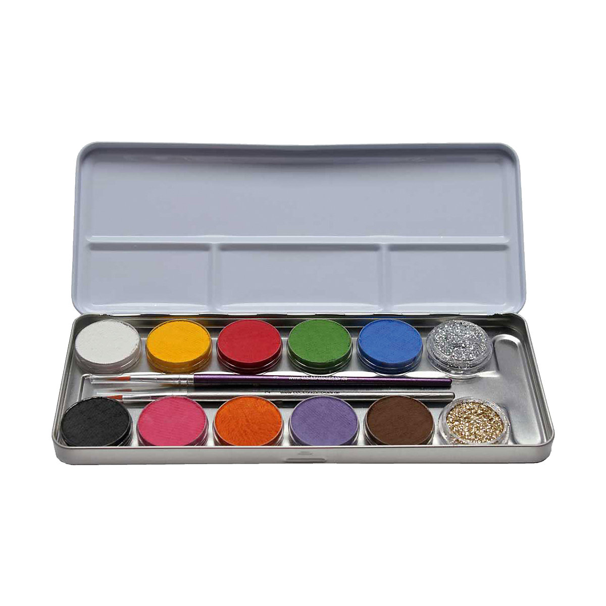 Eulenspiegel Schminkpalette Metall, 10 Farben