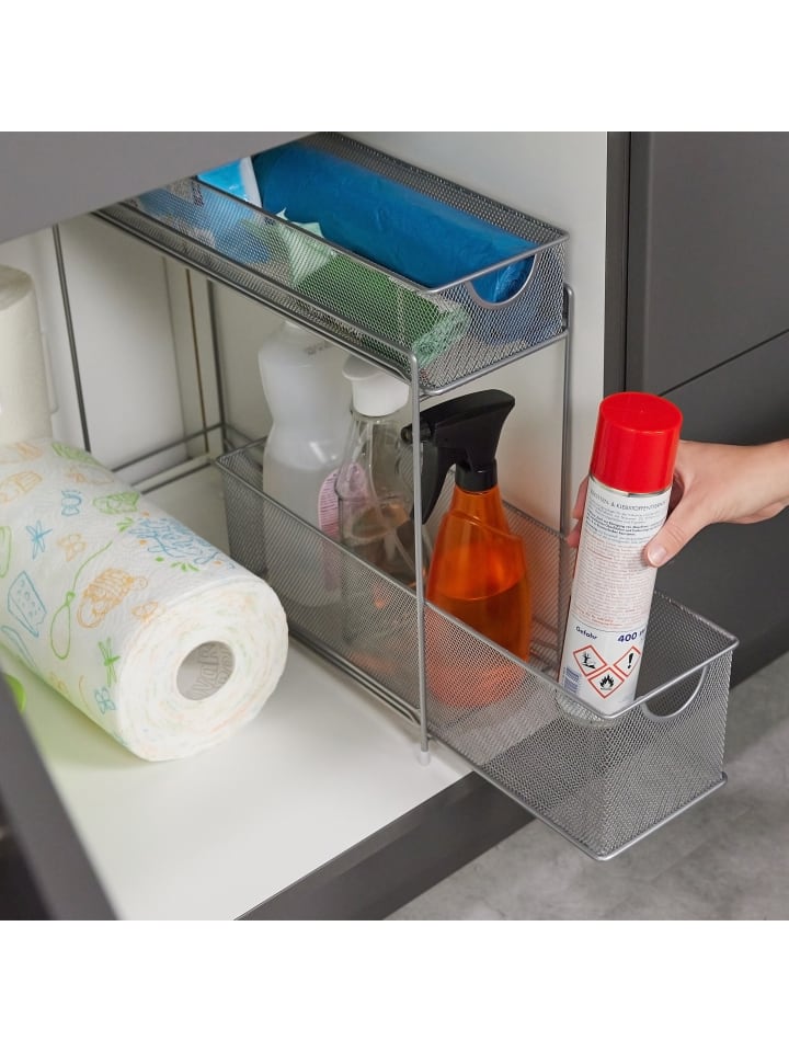relaxdays Küchenschrank Organizer in Silber - (B)15 x (H)40 x (T)46 cm günstig kaufen onesize