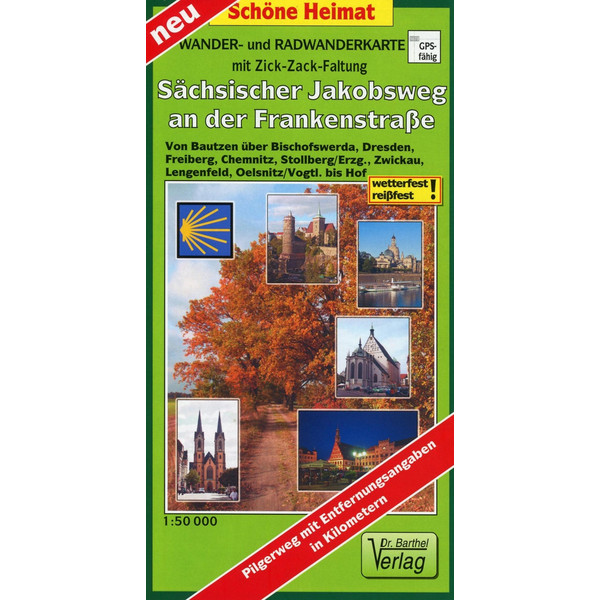 Sächsischer Jakobsweg an der Frankenstraße. Radwander- und Wanderkarte - Wanderkarte