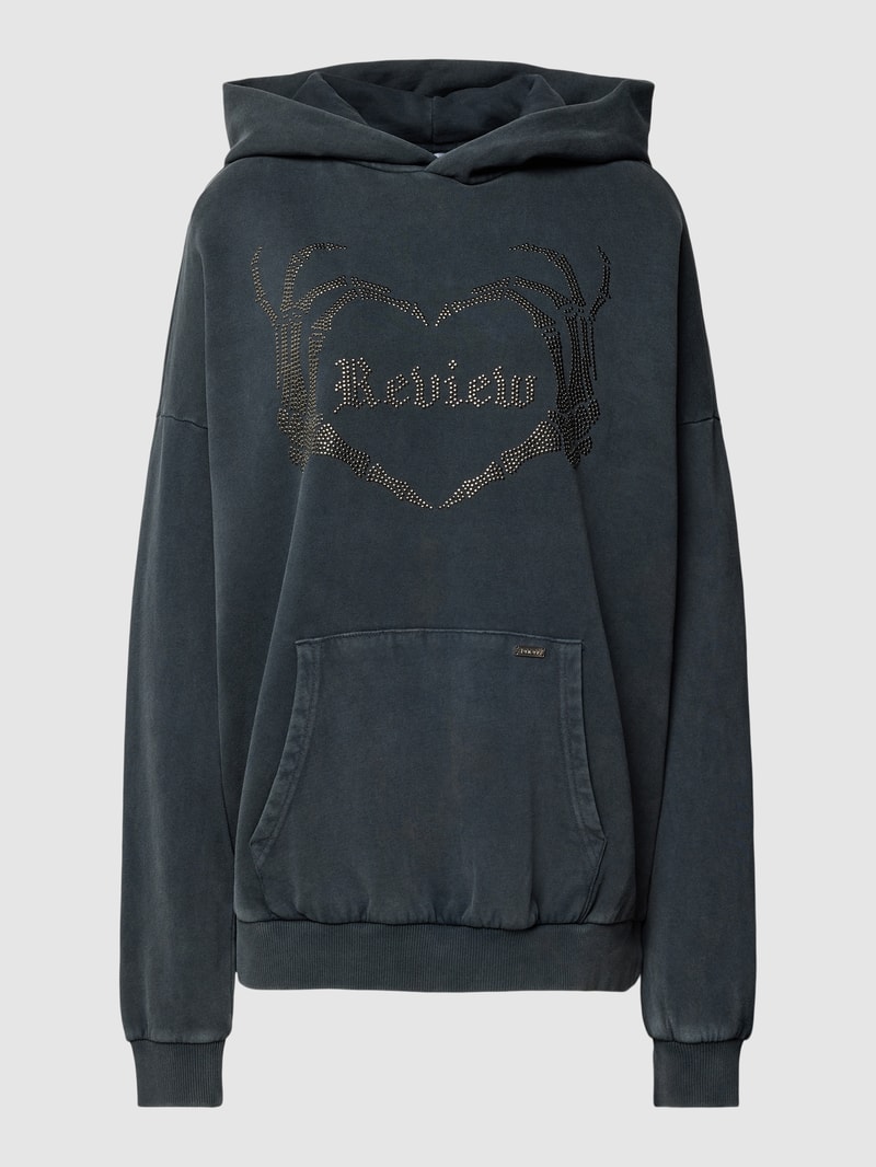 Hoodie mit Label-Print Modell 'LOVE' in anthrazit