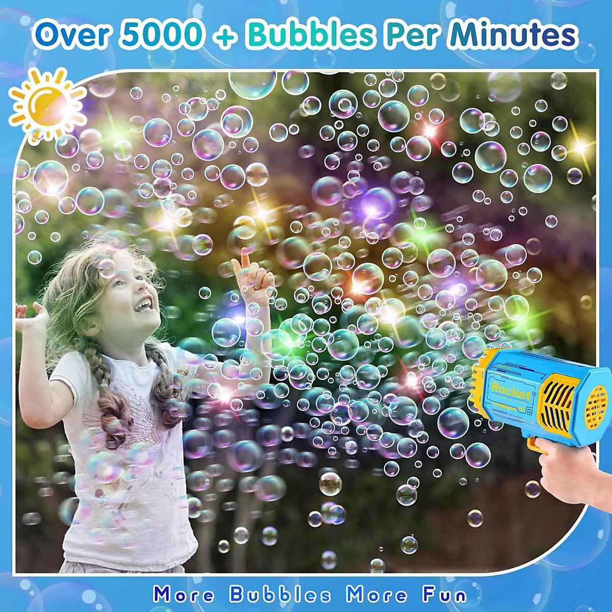 Seifenblasenmaschine Bubble Machine Elektrische Wasserpistole Outdoor Spielzeug - 69 Löcher Seifenblasen Hochzeit Toy Gun Mit Lichtern - Bubble Für Halloween Party Hochzeit Bubble 69 Loch Seifenblas