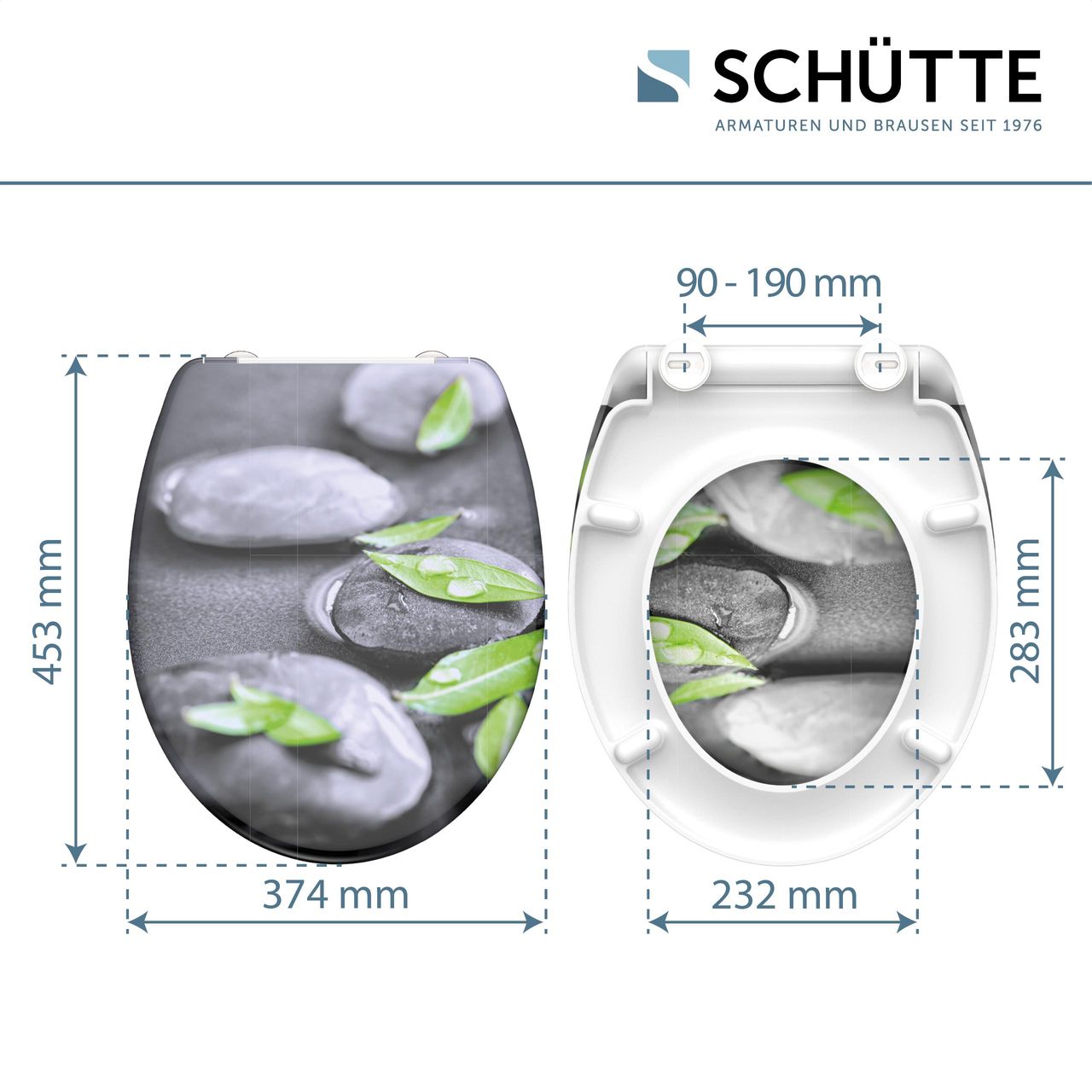Schütte Duroplast WC Sitz STONE, Toilettendeckel mit Absenkautomatik und Schnellverschluss, Klobrille mit Motivdruck