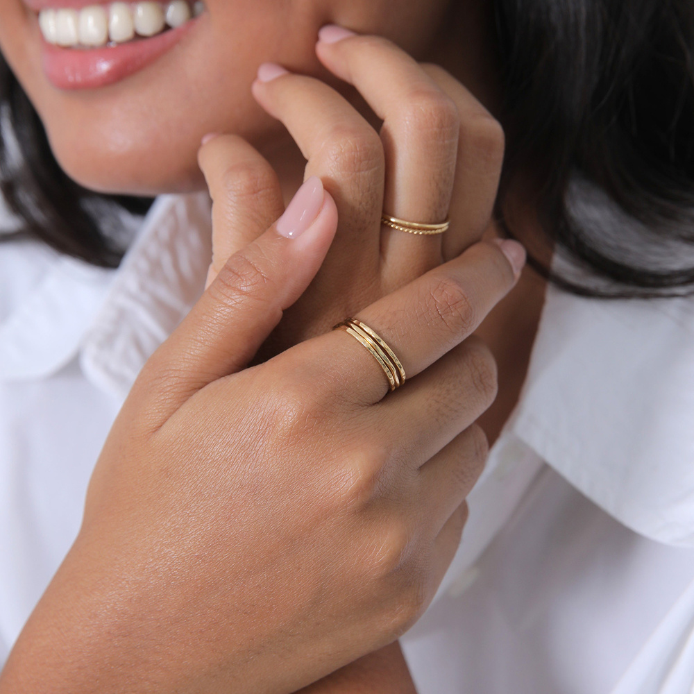 Elli Elli Bague Femmes Set Bande Empilage Minimaliste Tendance Blogueur Basique en Arg Bague