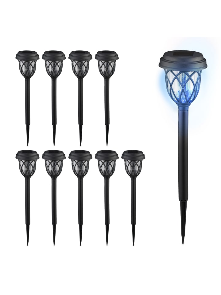 relaxdays 10 x Solarlampe in Schwarz/ Transparent günstig kaufen onesize
