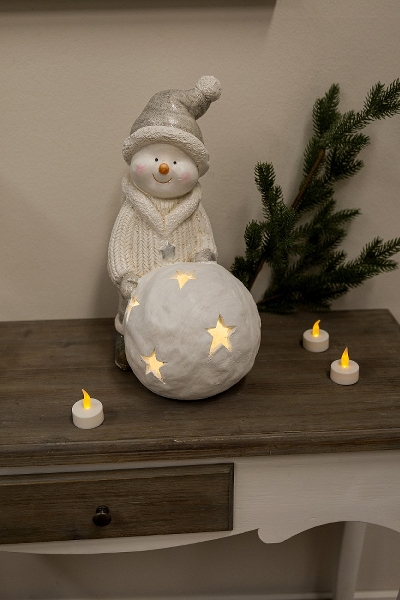 MyFlair Schneemann m/Schneekugel mit LED Beleuchtung