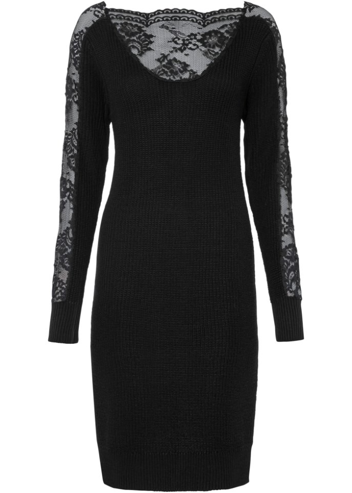 Strickkleid mit Spitzeneinsatz