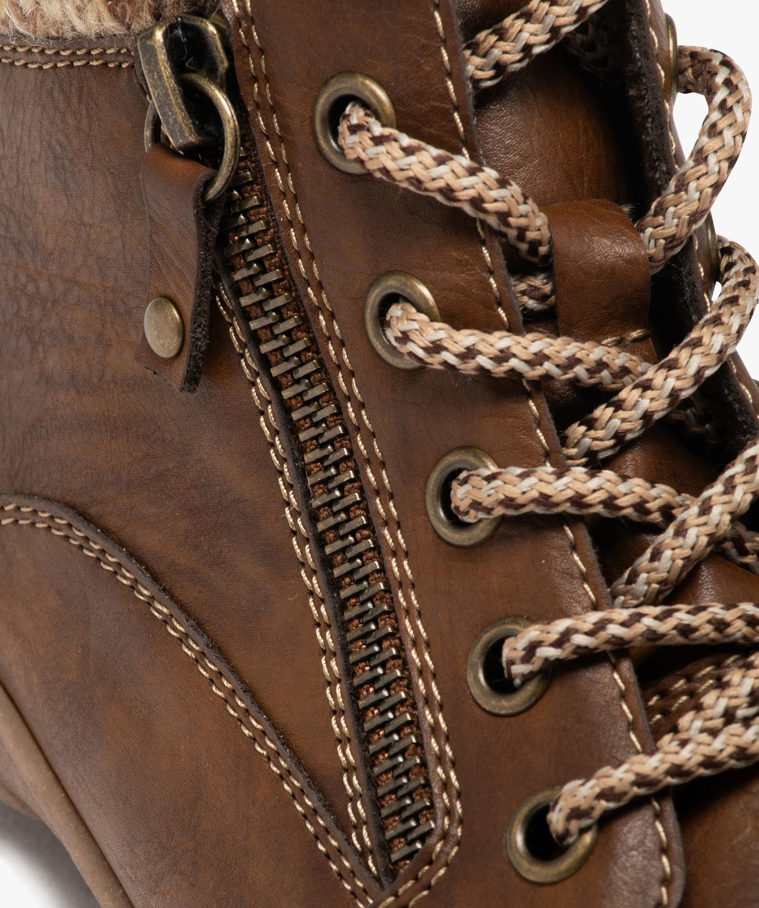 Boots femme confort avec col en maille et détail à zip - S... marron | GEMO