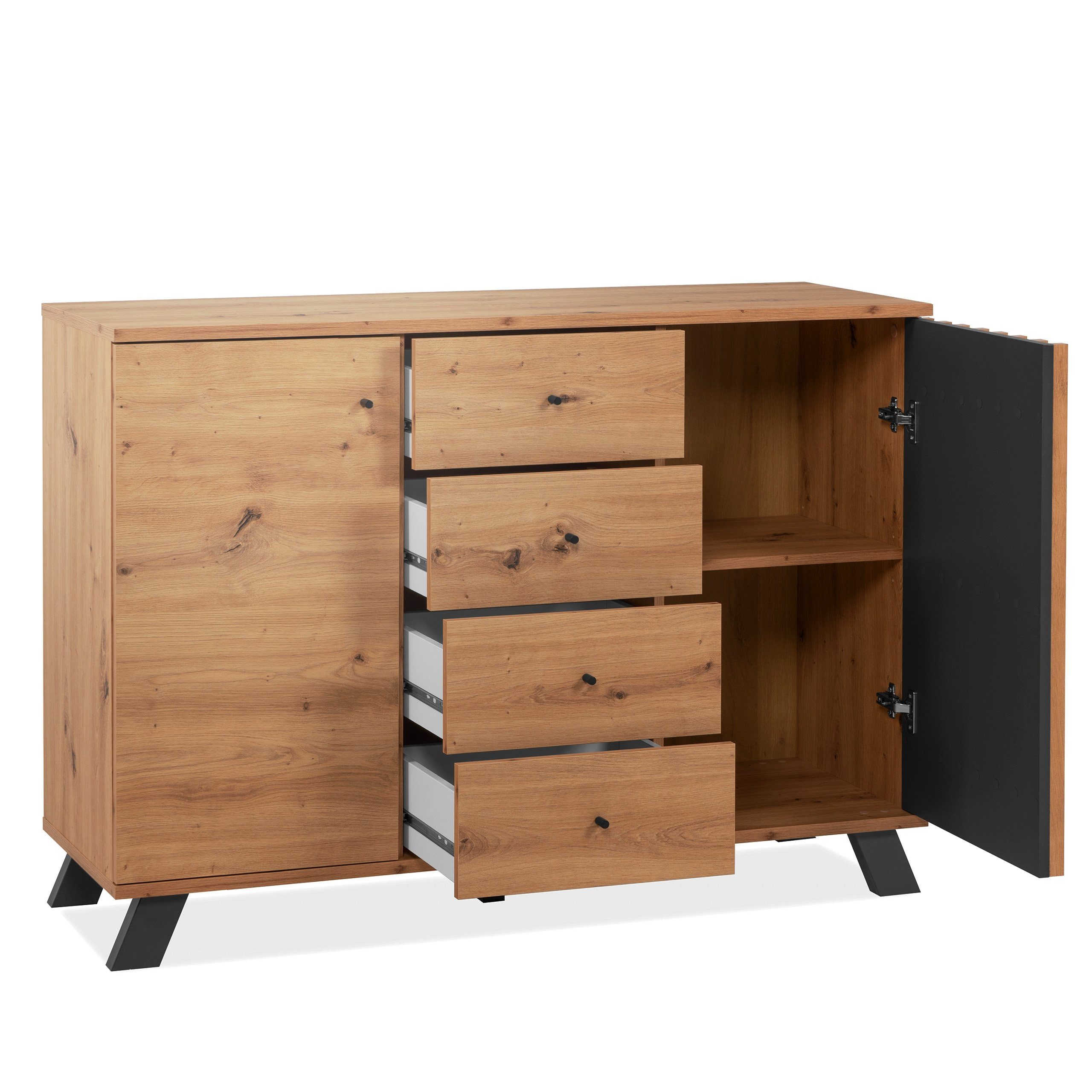 Newroom Sideboard Barea, Wildeiche Sideboard Modern Wandpaneel Vintage Highboard Anrichte
