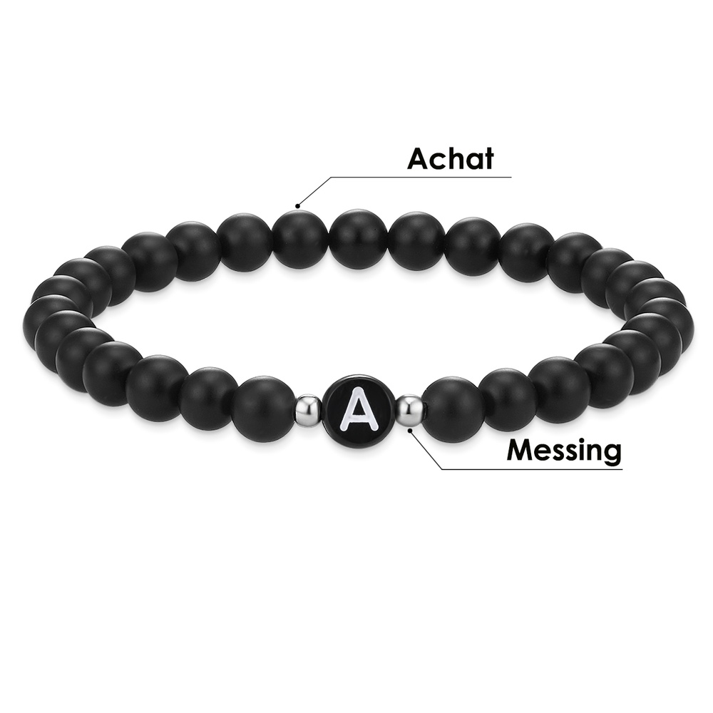 EASTSIDE Bracelet en pierres précieuses Lettres Agate en Noir Bracelet