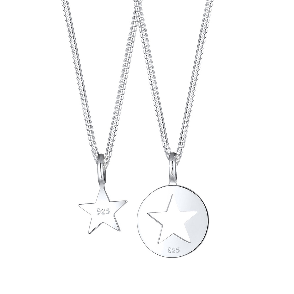 Elli Elli Collier Femmes Ensemble Étoile Cut-Out Pendentif Mère Enfants en Argent Ster Bijoux
