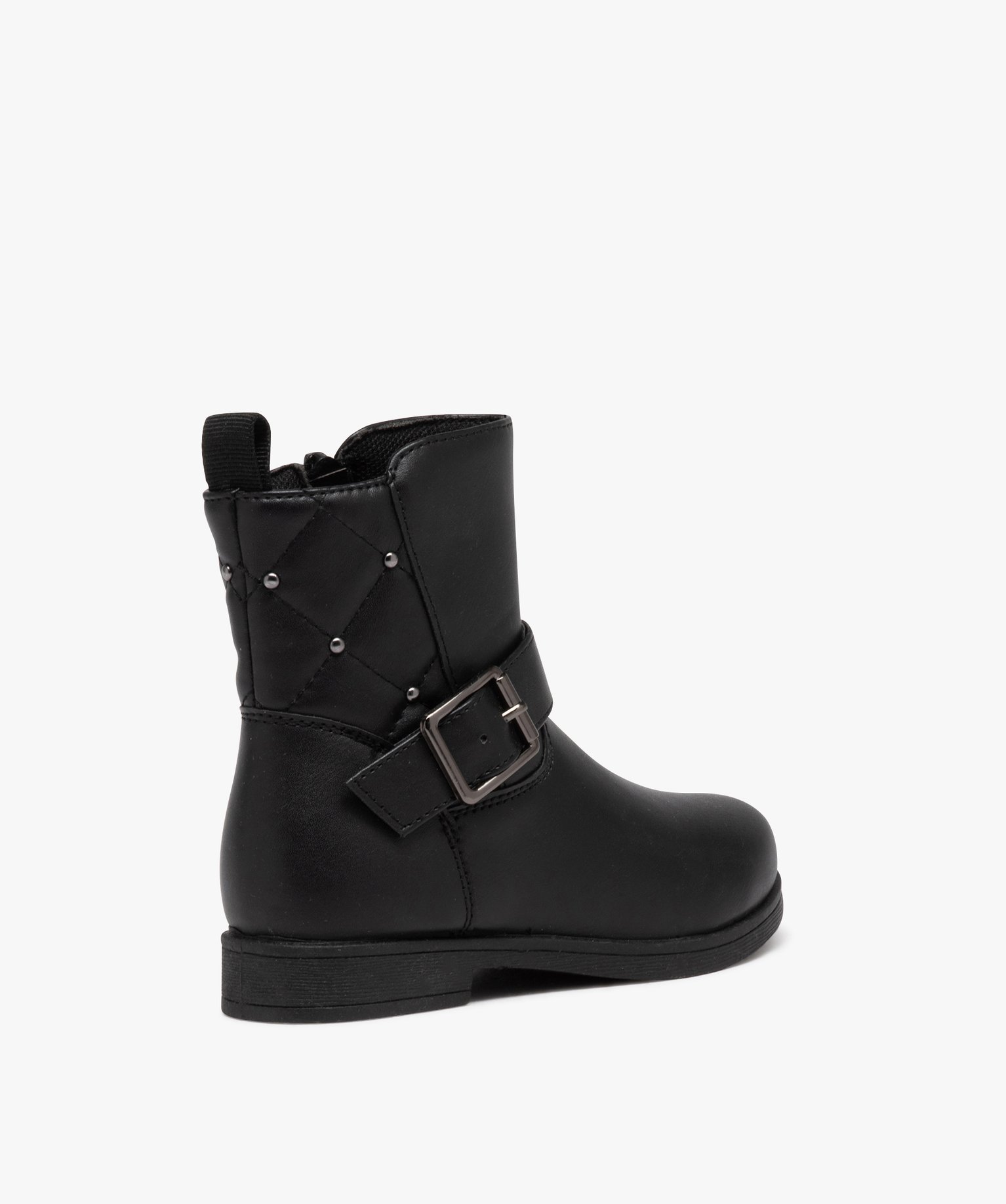 Boots à tige matelassée et rivetée fille noir | GEMO