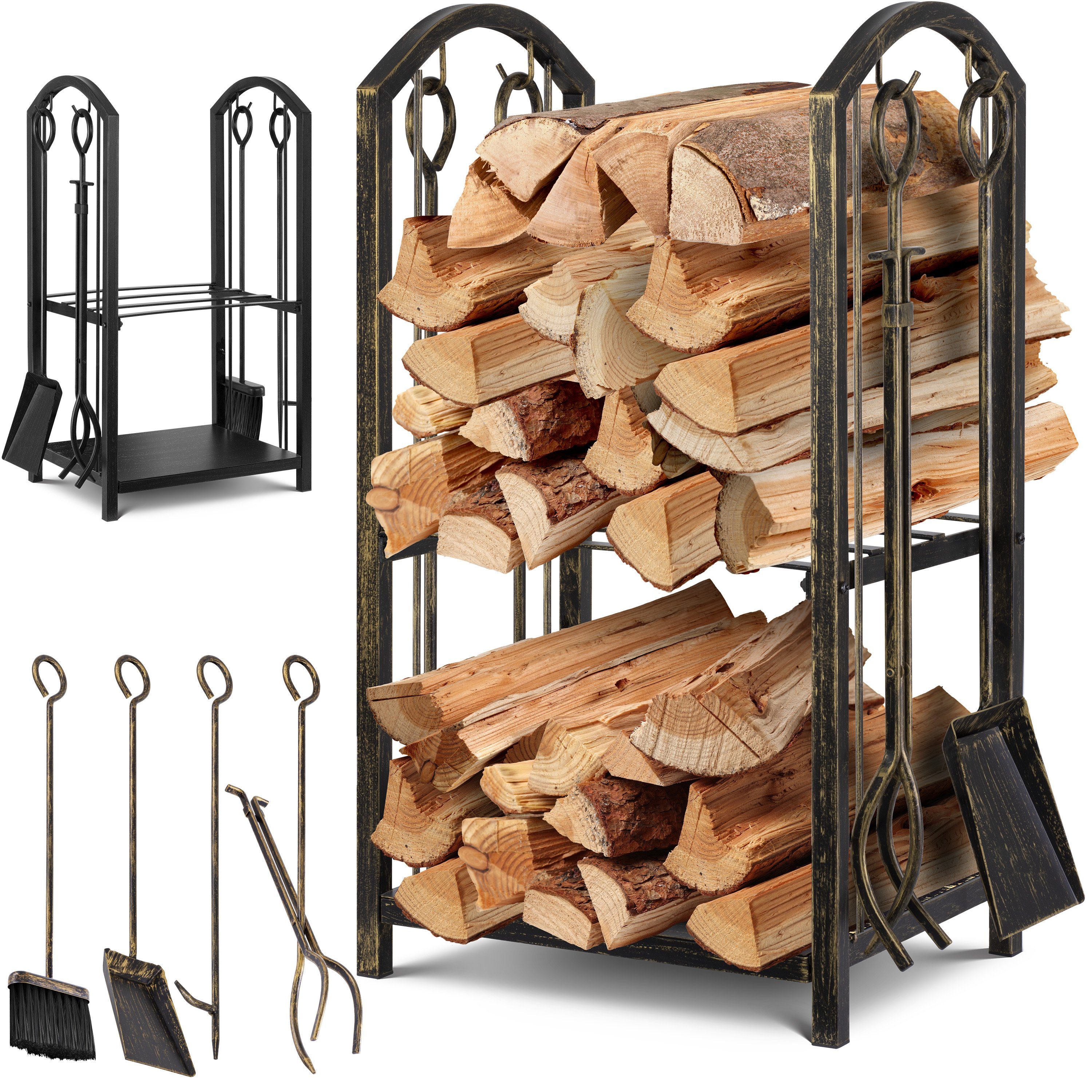KESSER Kaminholzregal, Kaminholzregal 5-teiliges Set Kaminholzständer Feuerholzablage