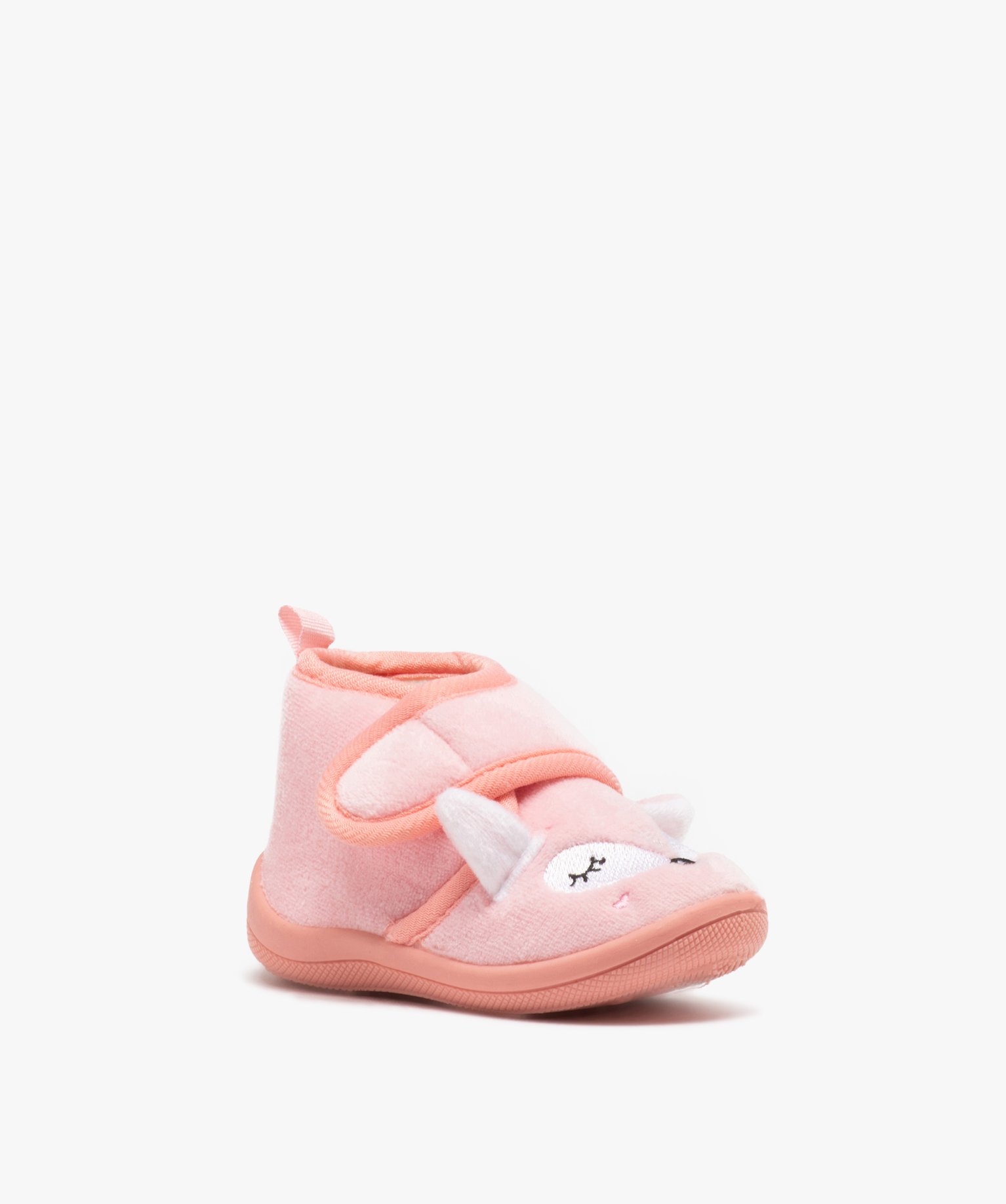 Chaussons bébé fille bottillon en velours motif renard rose | GEMO