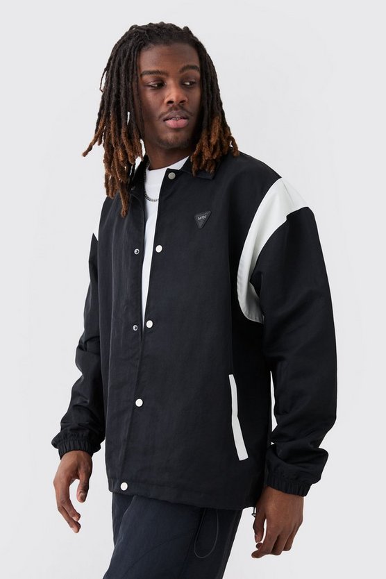 Oversize Nylon-Jacke mit PU-Einsatz