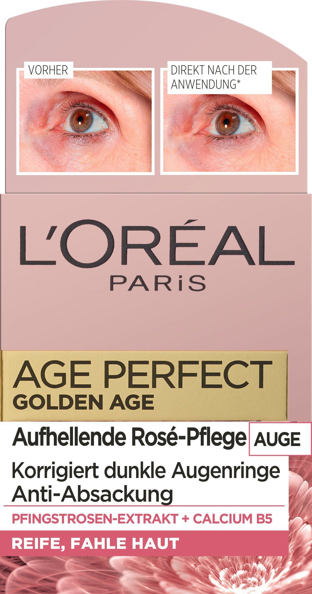 L'ORÉAL PARIS Augenbalsam Age Perfect Golden Age Rosé-Augenpflege, Feuchtigkeitscreme