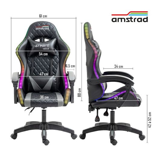 Scaun de gaming AMSTRAD AMS ULTIMATE LED negru