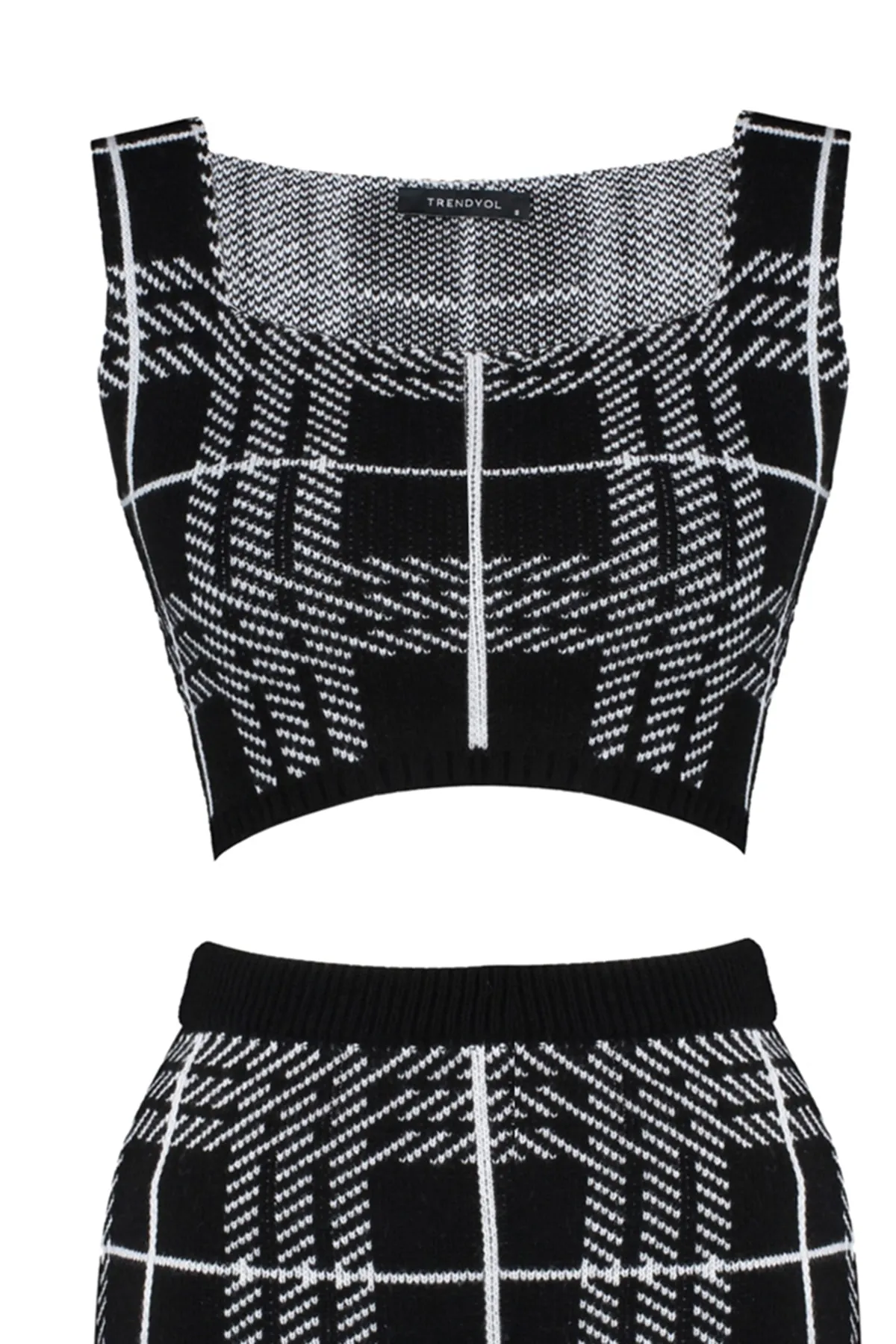 Trendyol Collection  Schwarzes Jacquard-Strickoberteil- und -unterteil-Set TWOAW23AU00047