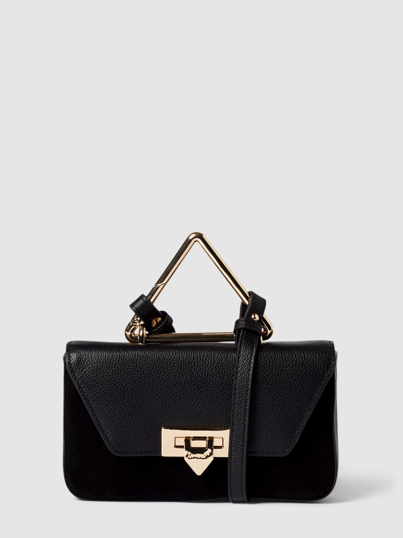Umhängetasche mit Label-Detail Modell 'Toast Black Suede Gold' in schwarz