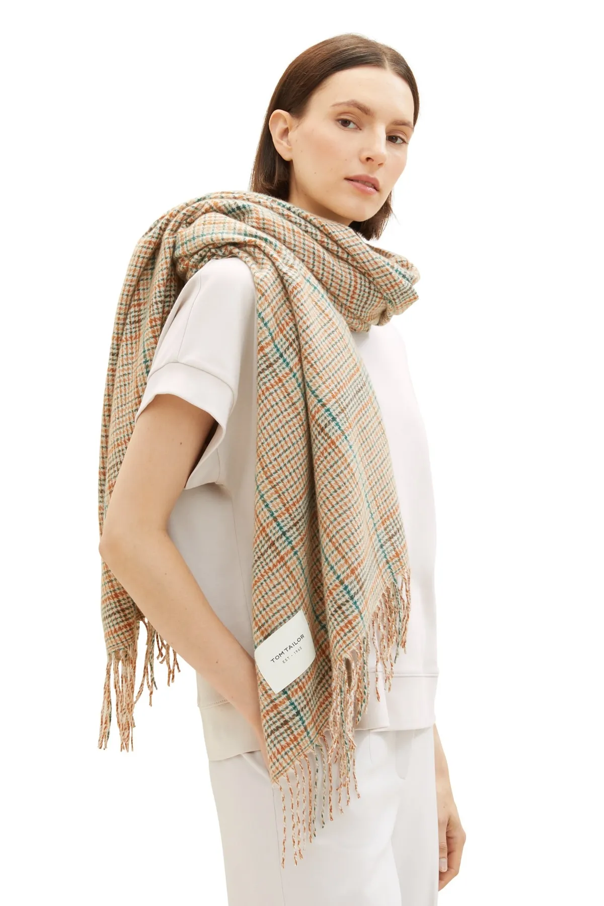 Tom Tailor  Arc Damen/Mädchen grau orange grün kariert gewebt