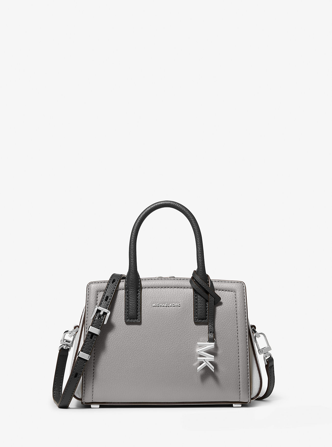 Laila ekstra liten crossbody-veske i skinn med fargeblokker – STORM MULTI