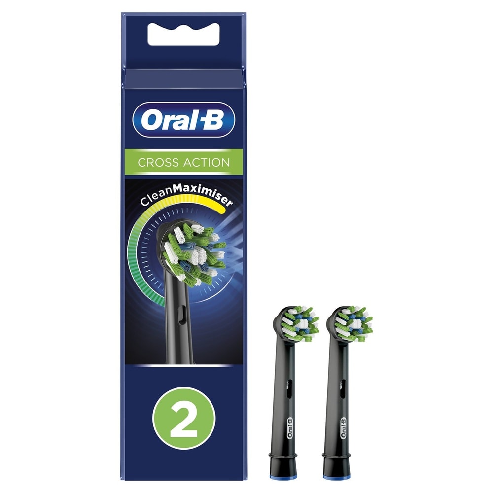 oral-b Oral-B CrossAction Brossette Avec CleanMaximiser, Noire, 2 Brossettes De Rechange
