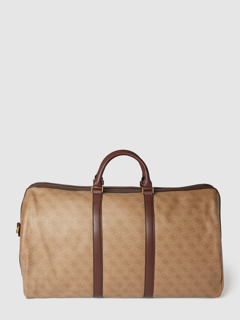 Weekender mit Allover-Logo in beige