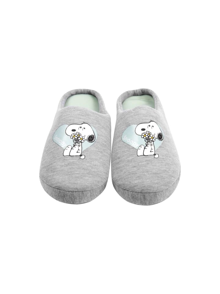 COFI 1453 United Labels Hausschuhe für Damen Snoopy Slipper Pantoffeln in Grau günstig kaufen