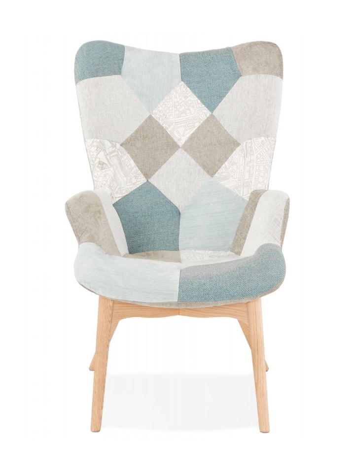 KADIMA DESIGN Lounge Stuhl DAMIAN | Patchwork Sessel mit Eichenholz Beinen günstig kaufen onesize