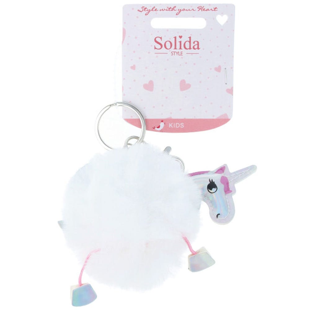 Solida Schlüsselanhänger Puschel Einhorn weiß