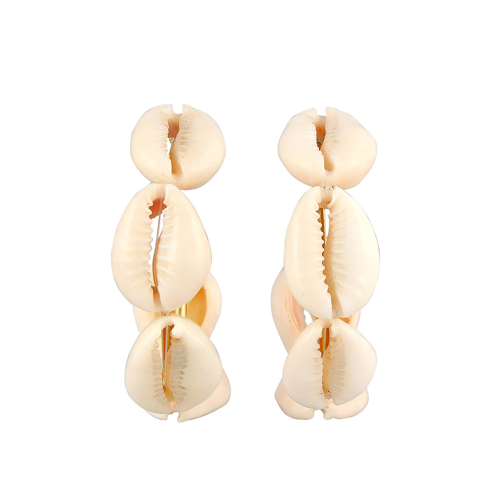 Elli Elli Boucles d'Oreilles Créoles Femmes Maritim avec coquillage cauri en argent st Boucles d'oreilles