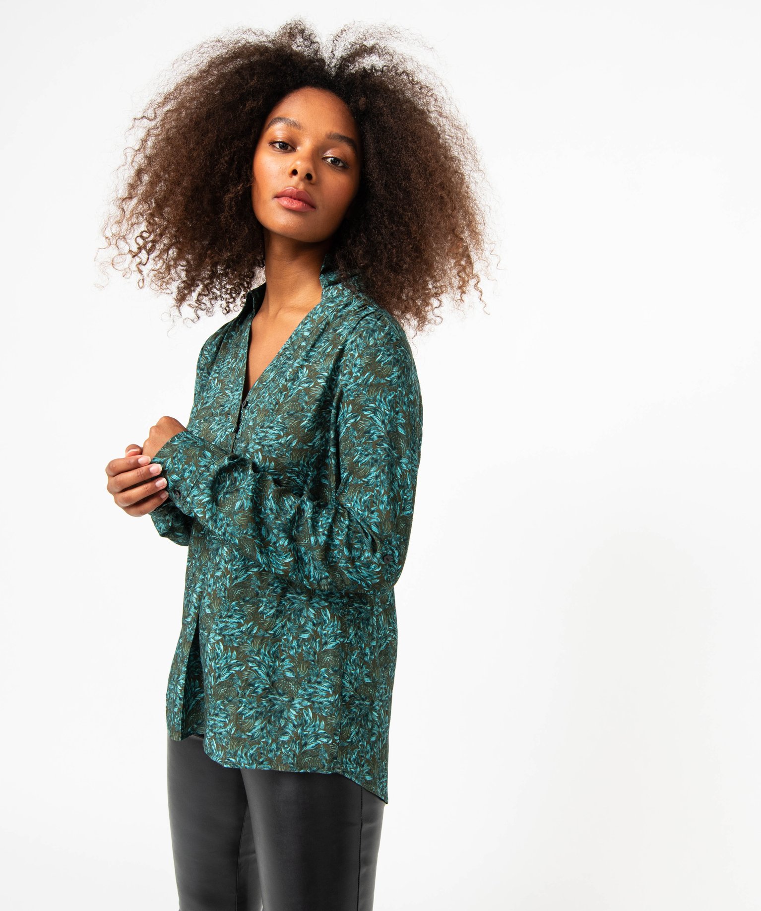 Chemise imprimée à manches longues femme imprime | GEMO