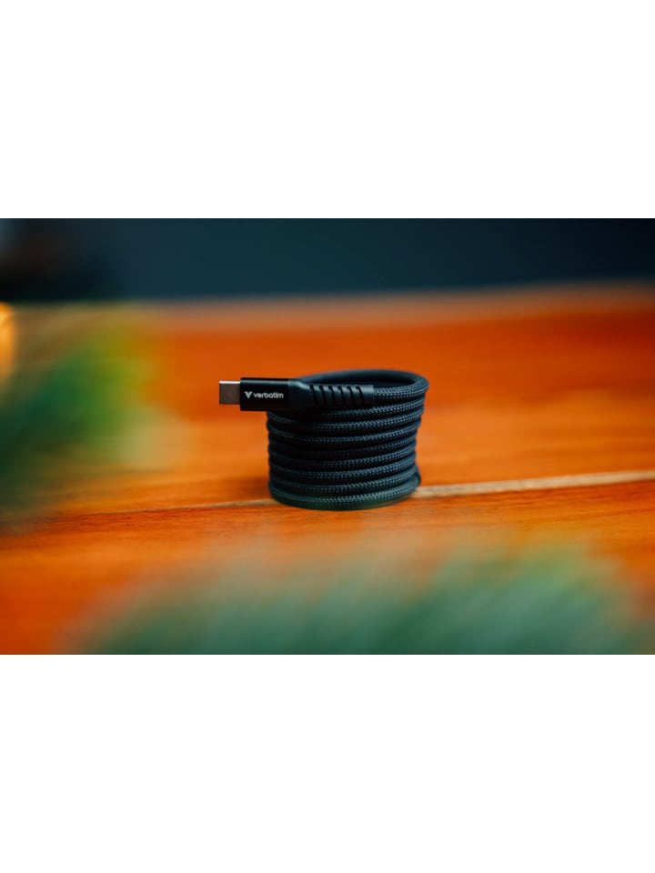 COFI 1453 Verbatim USB-C zu USB-C 1,2m Kabel 100W Schnellladen mit Magnet in Schwarz günstig kaufen 120 cm