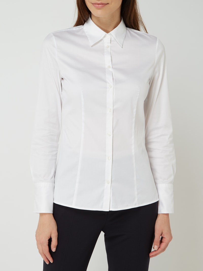 Hemdbluse mit 3-Knopf-Manschetten Modell 'The Fitted' in weiß