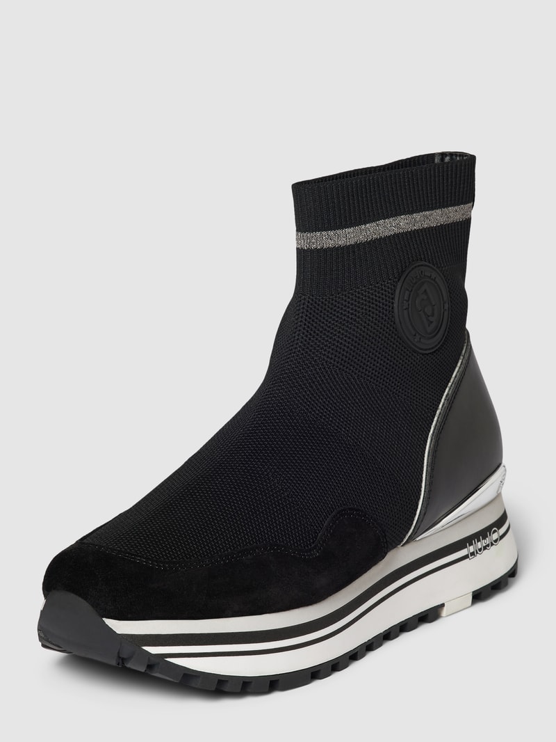 Sock-Sneaker mit Label-Patch Modell 'WONDER' in schwarz