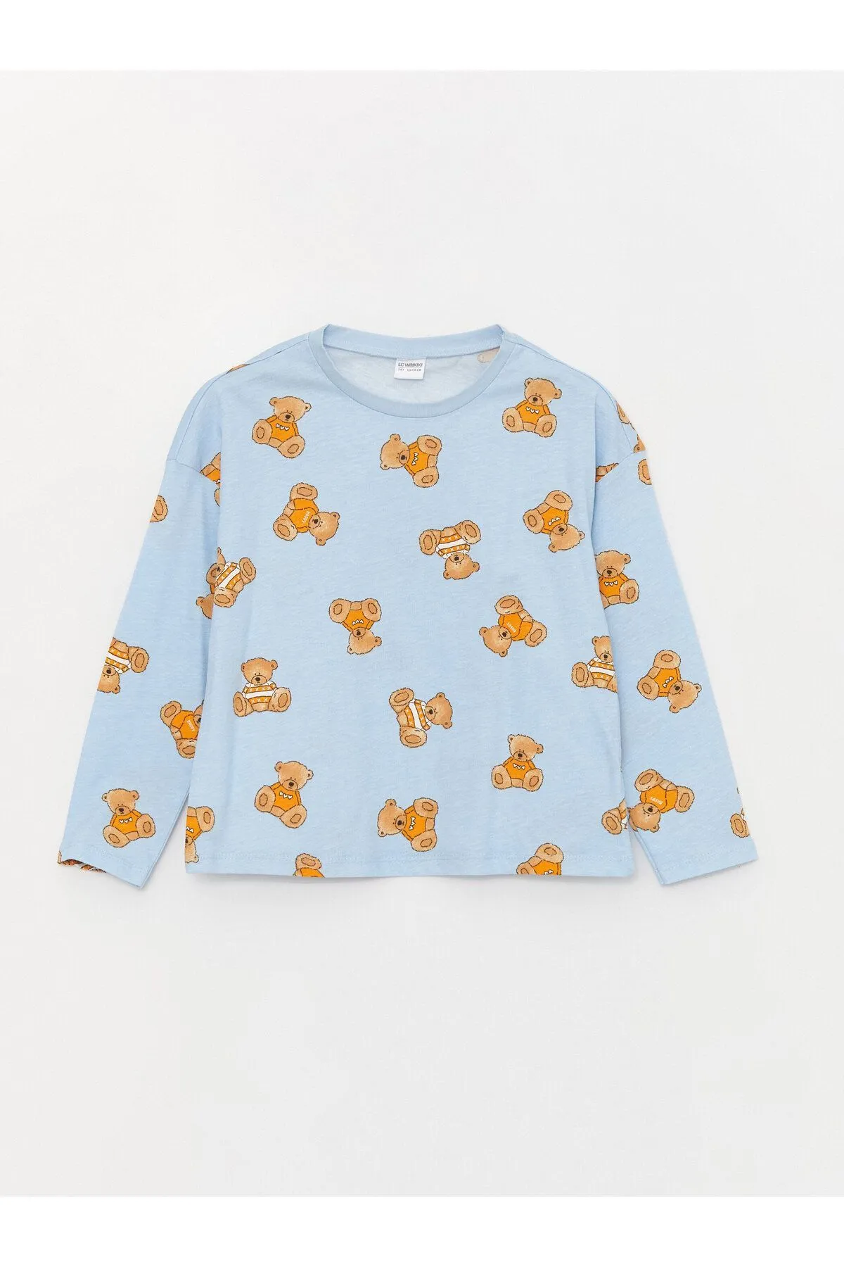 LC Waikiki  Bedrucktes Langarm-Pyjama-Set für Mädchen mit Rundhalsausschnitt