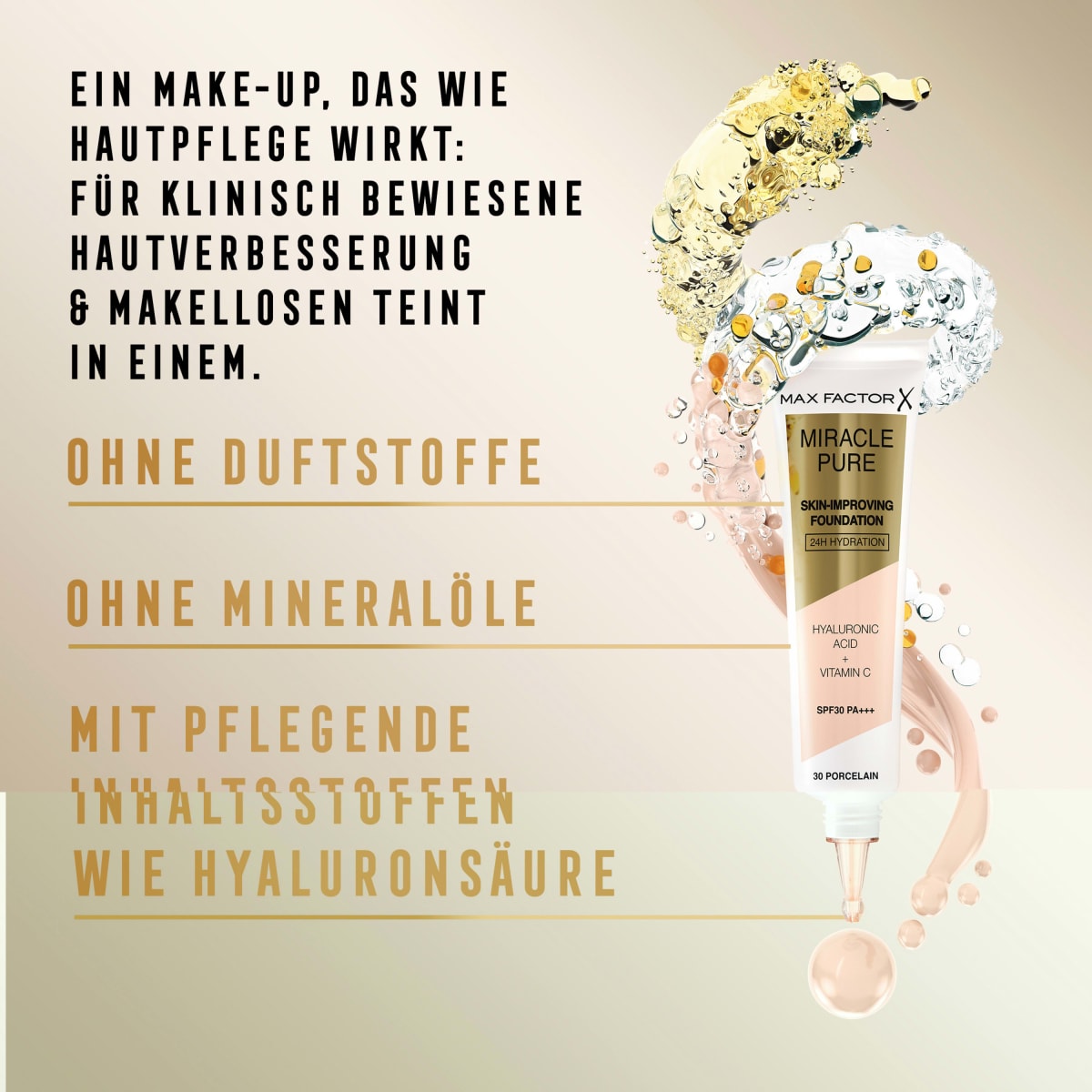 Foundation Miracle Pure Natural 50 Rose, LSF 30, 30 ml