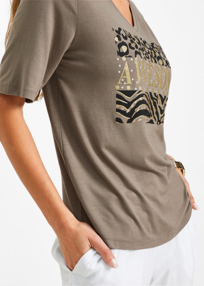 T-Shirt mit Glitzerprint