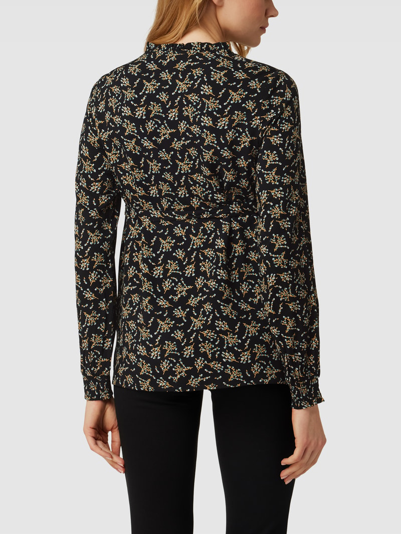Umstands-Bluse mit floralem Allover-Muster Modell 'SANNE' in schwarz