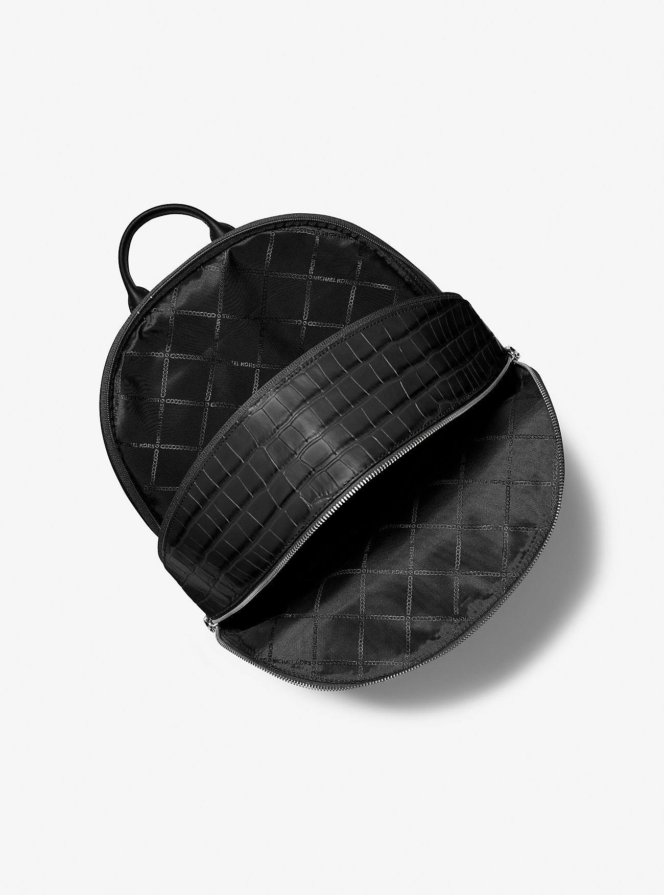 Hudson Crocodile Embossed Leather Pendler Backpack – SVART