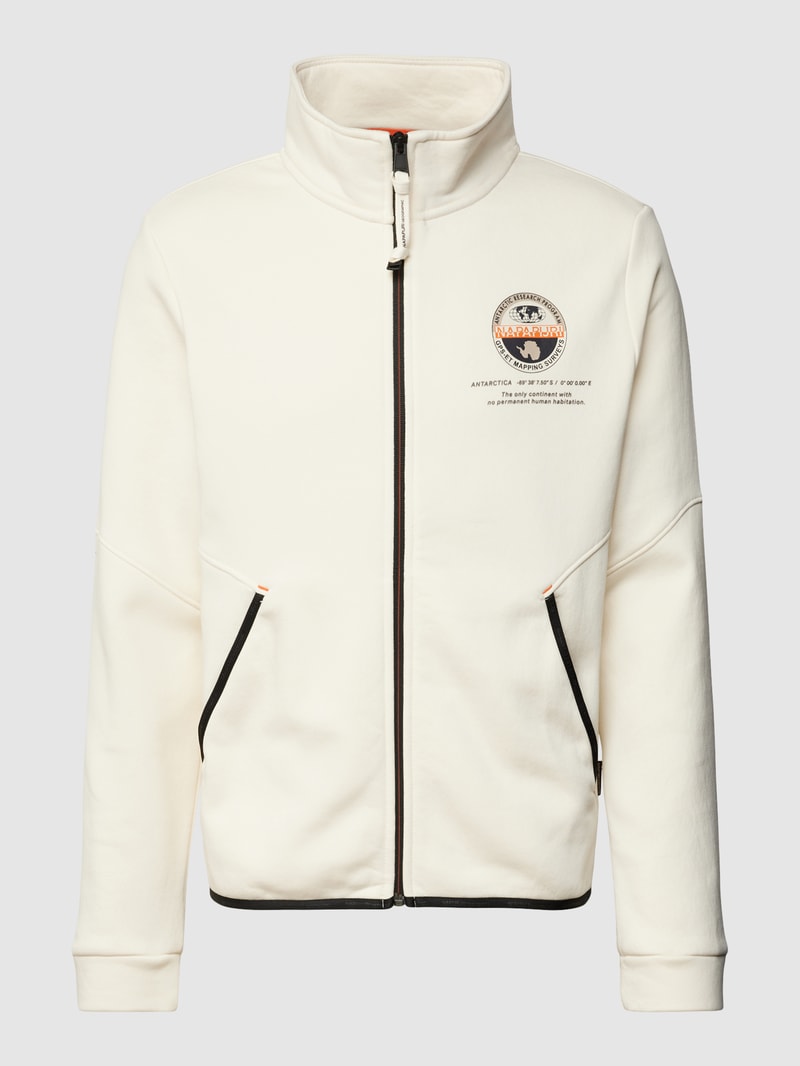 Sweatjacke mit Stehkragen in offwhite