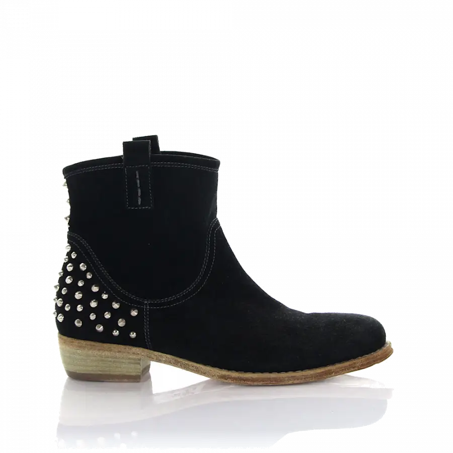 Rossano Bisconti - Stiefeletten Veloursleder Nieten schwarz - schwarz