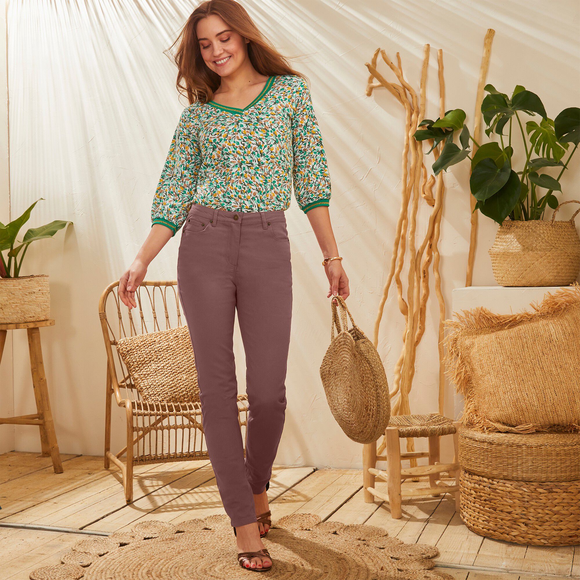 Pantalon fuselé couleur