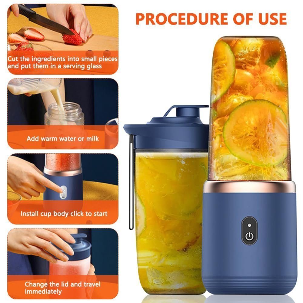 AUKUU Smoothie-Maker Smoothie-Maker Mixer für Smoothies und Shakes, Tragbarer Mixer, Klingen für Saft