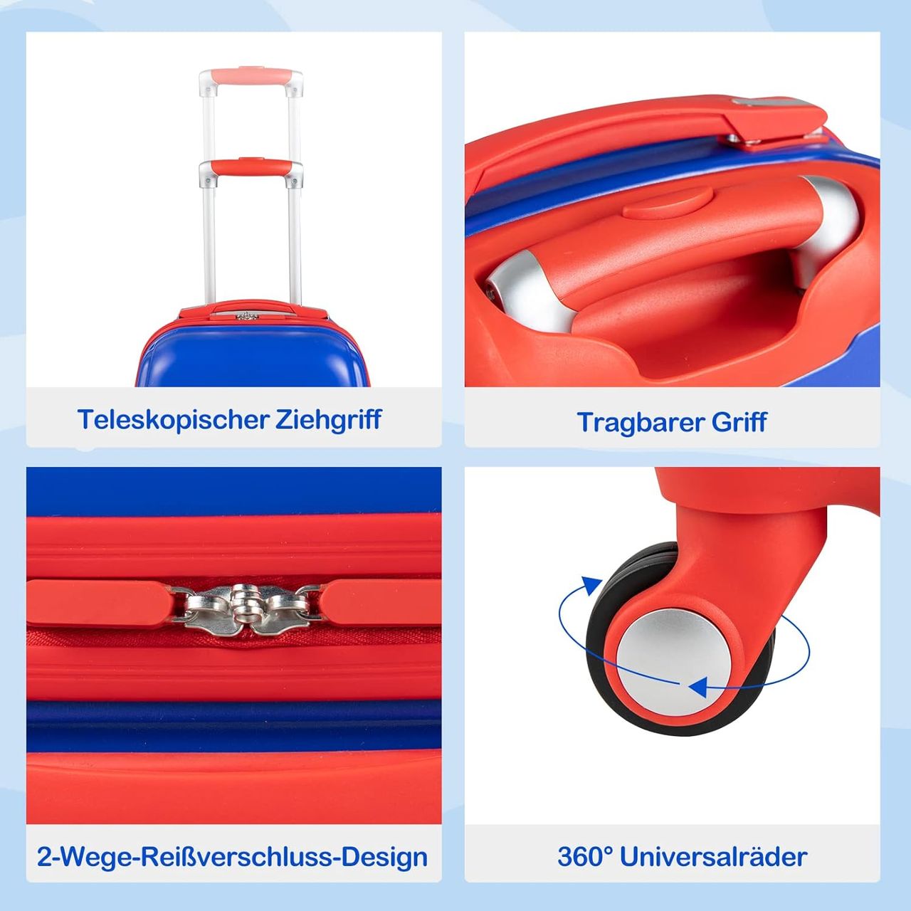 Costway 2tlg Kinderkoffer   Rucksack, Kindertrolley aus Kunststoff