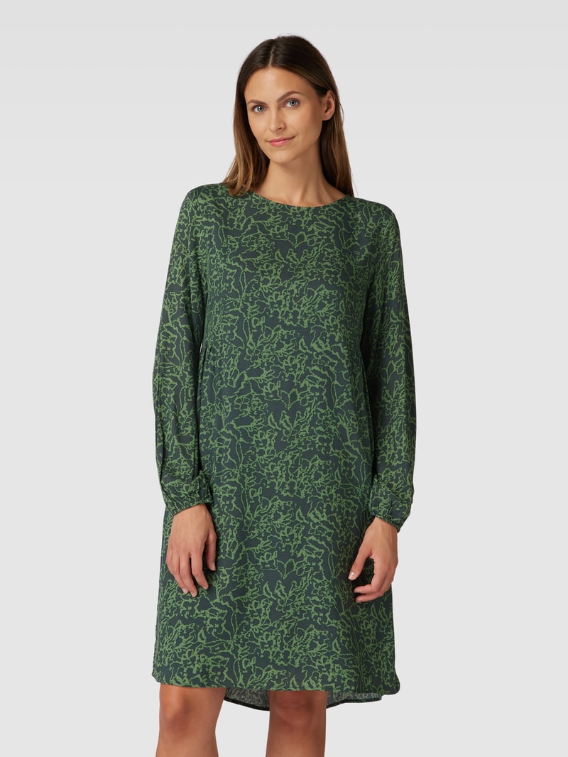 Knielanges Kleid mit Allover-Muster in grasgrün