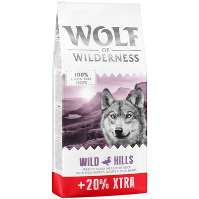 12 + 2,4 kg gratis! 14,4 kg Wolf of Wilderness - getreidefrei