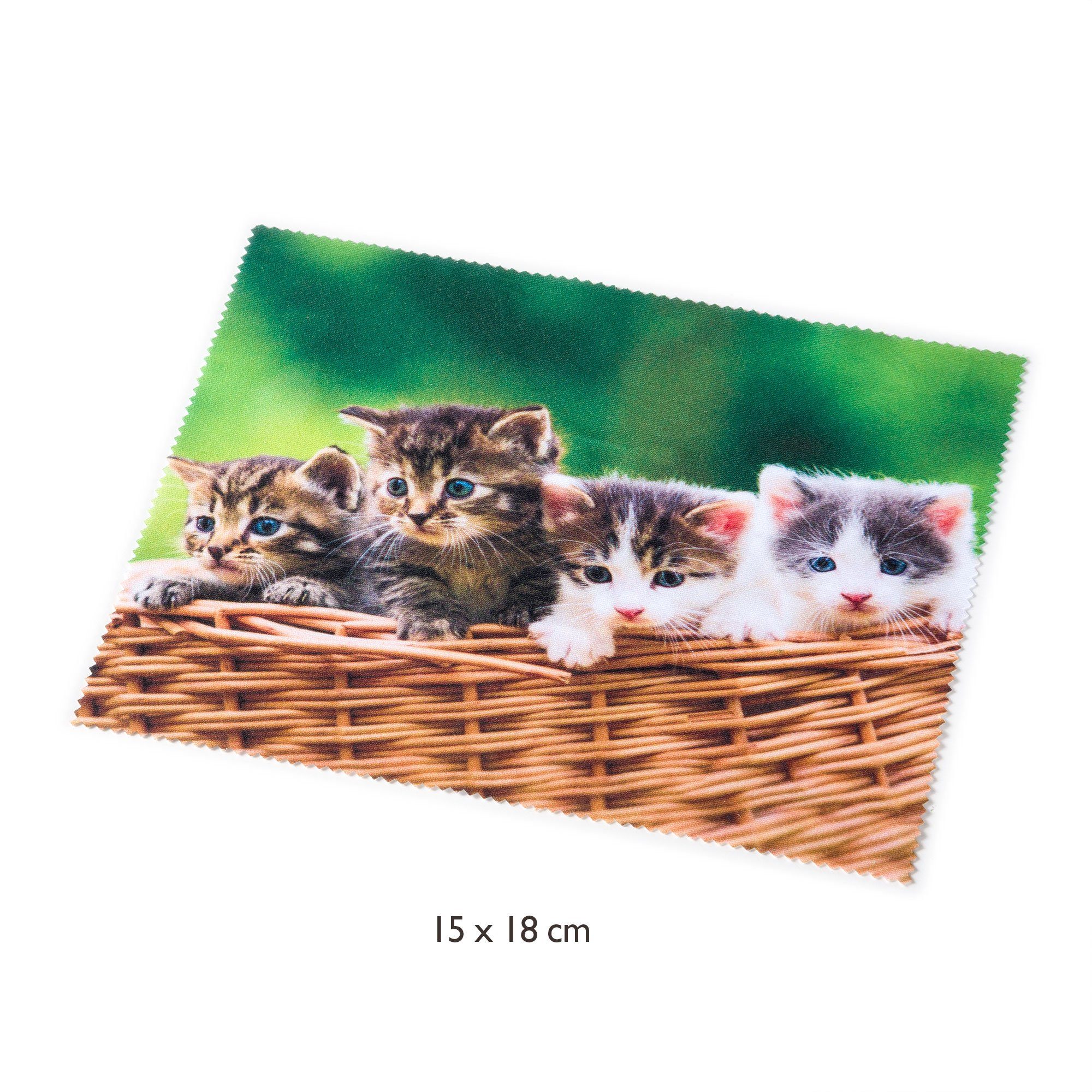 FEFI Brillenetui KITTEN, Hardcase mit feinem Mikrofaser Bezug - mit passendem Tuch