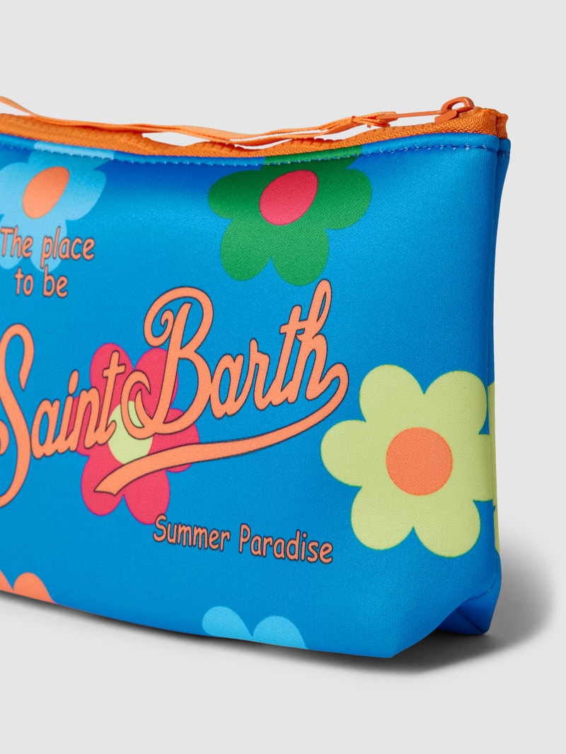Kulturtasche mit Allover-Muster Modell 'ALINE SPONGE' in blau